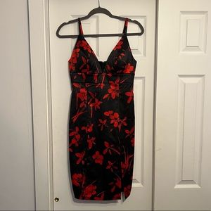 Guess Red and Black Floral Dress
